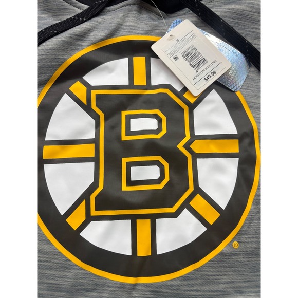 Boston Bruins NHL Hockey Performance Hoodie Athletic Gray Heather Black Size S - Picture 3 of 5